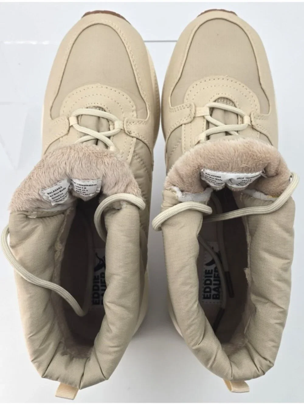 Eddie Bauer Winter Boot Balasana Puffer Tan Faux Fur Lined Lightweight Women's 9
